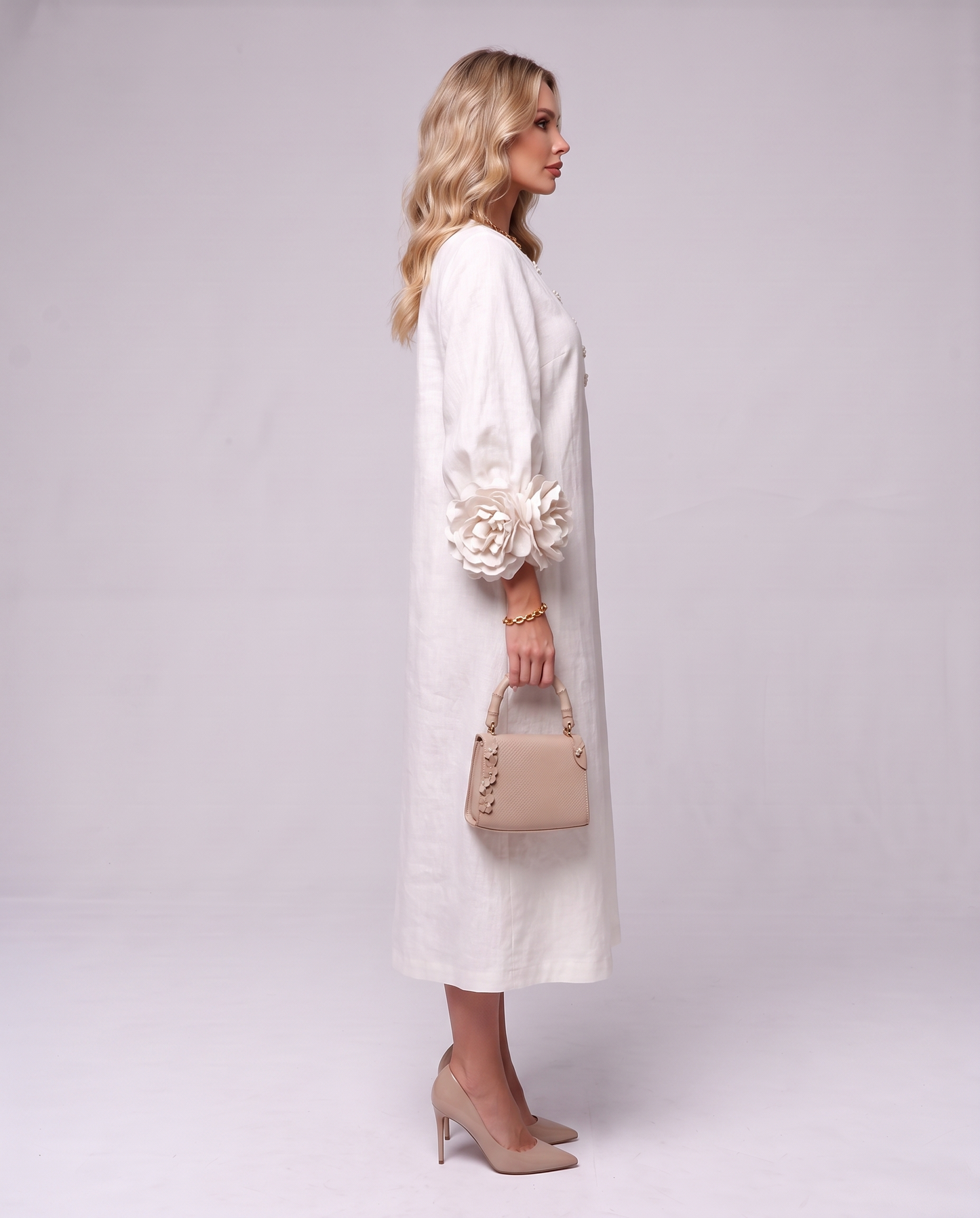 Rosette Sleeve Dress