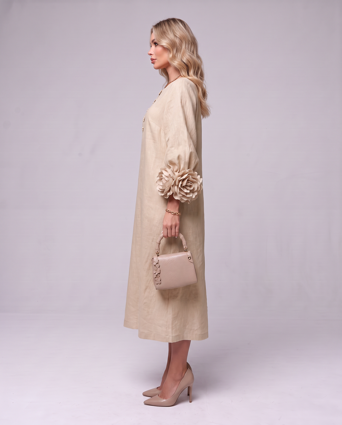 Rosette Sleeve Dress