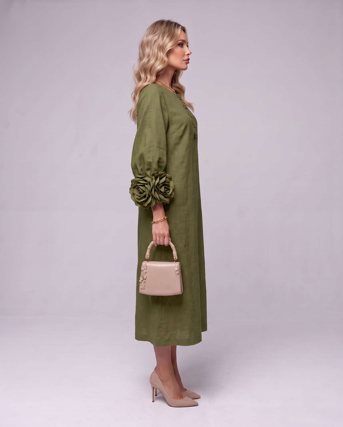 Rosette Sleeve Dress