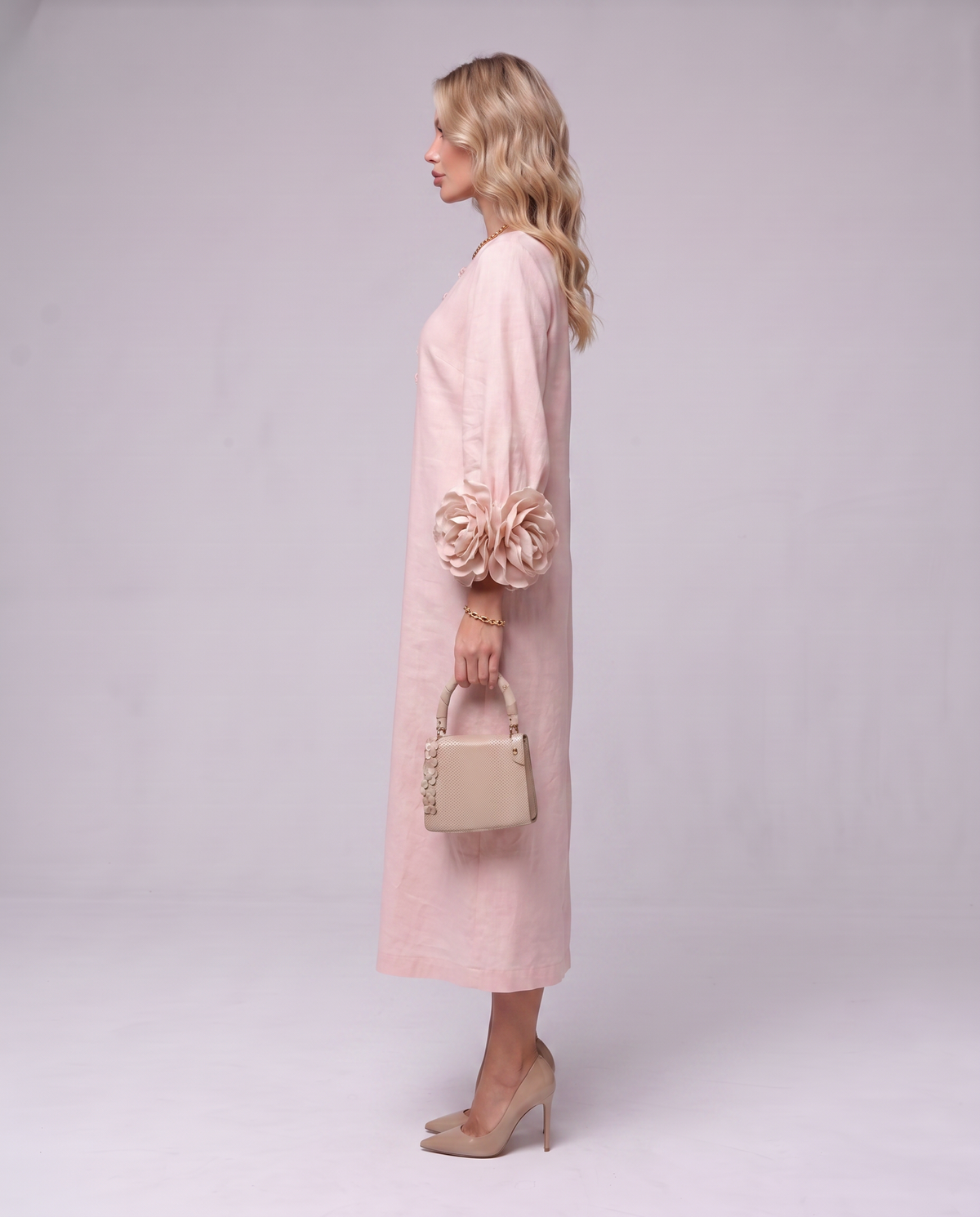 Rosette Sleeve Dress