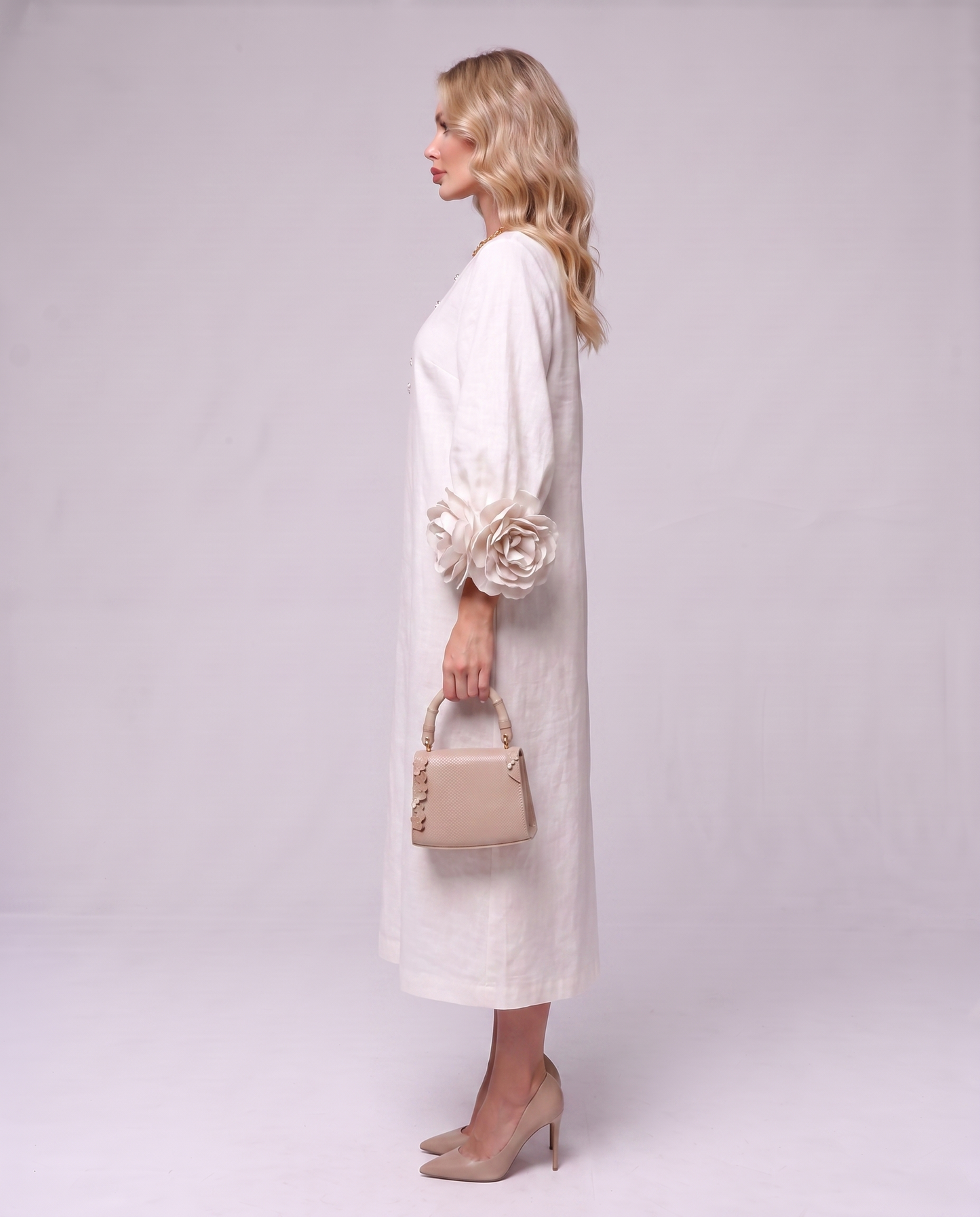 Rosette Sleeve Dress