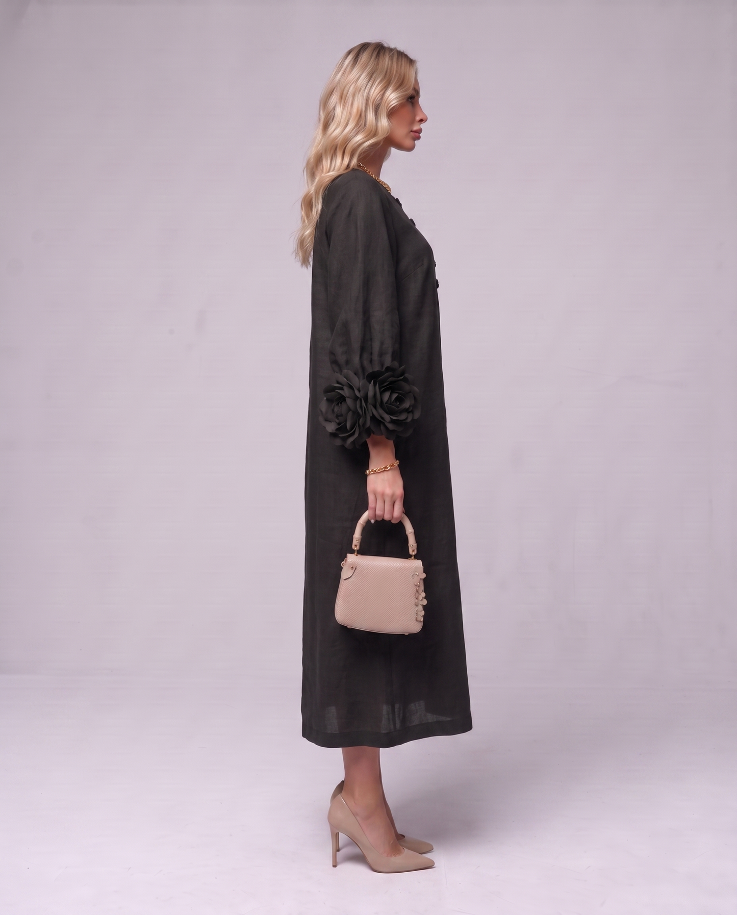 Rosette Sleeve Dress