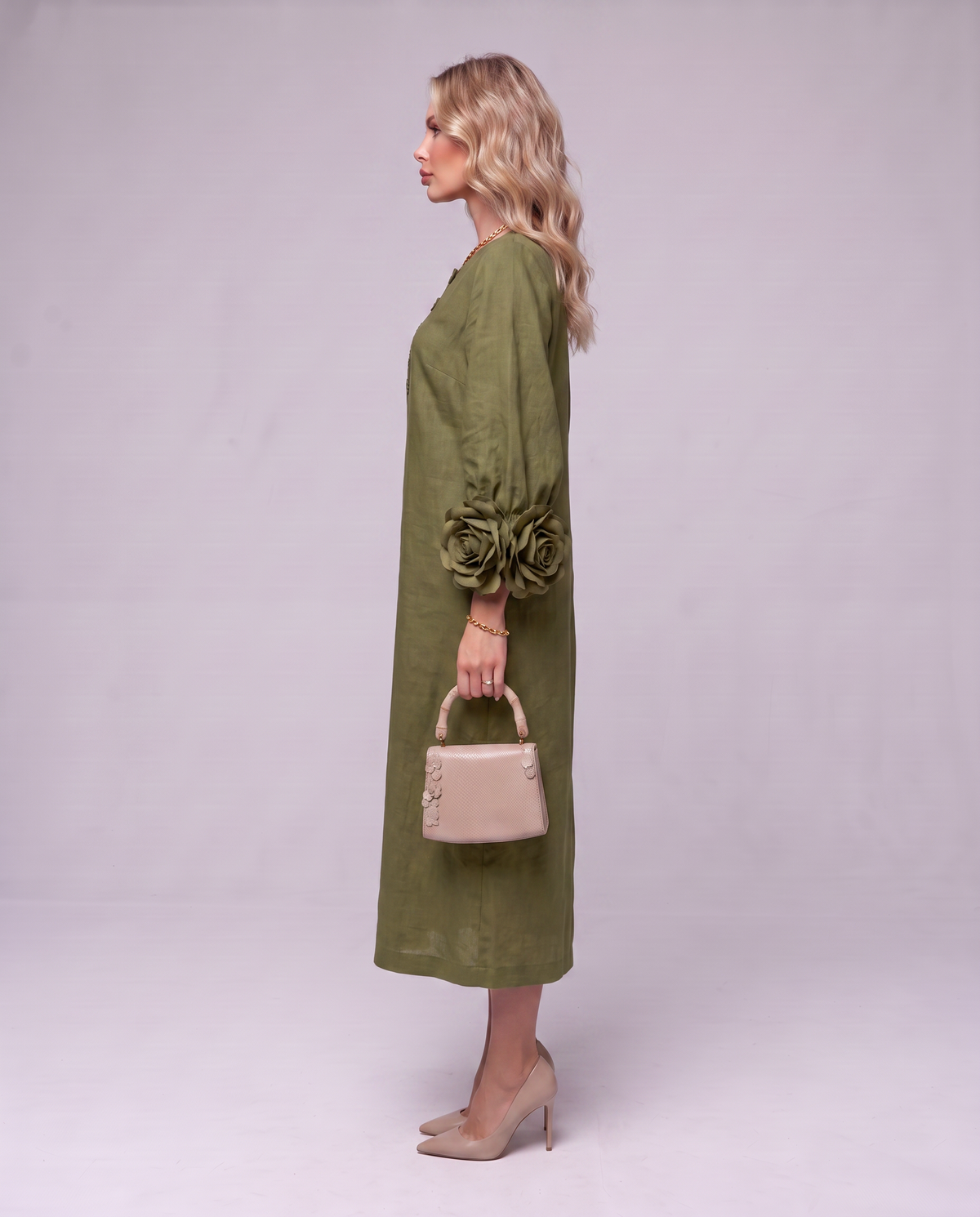 Rosette Sleeve Dress