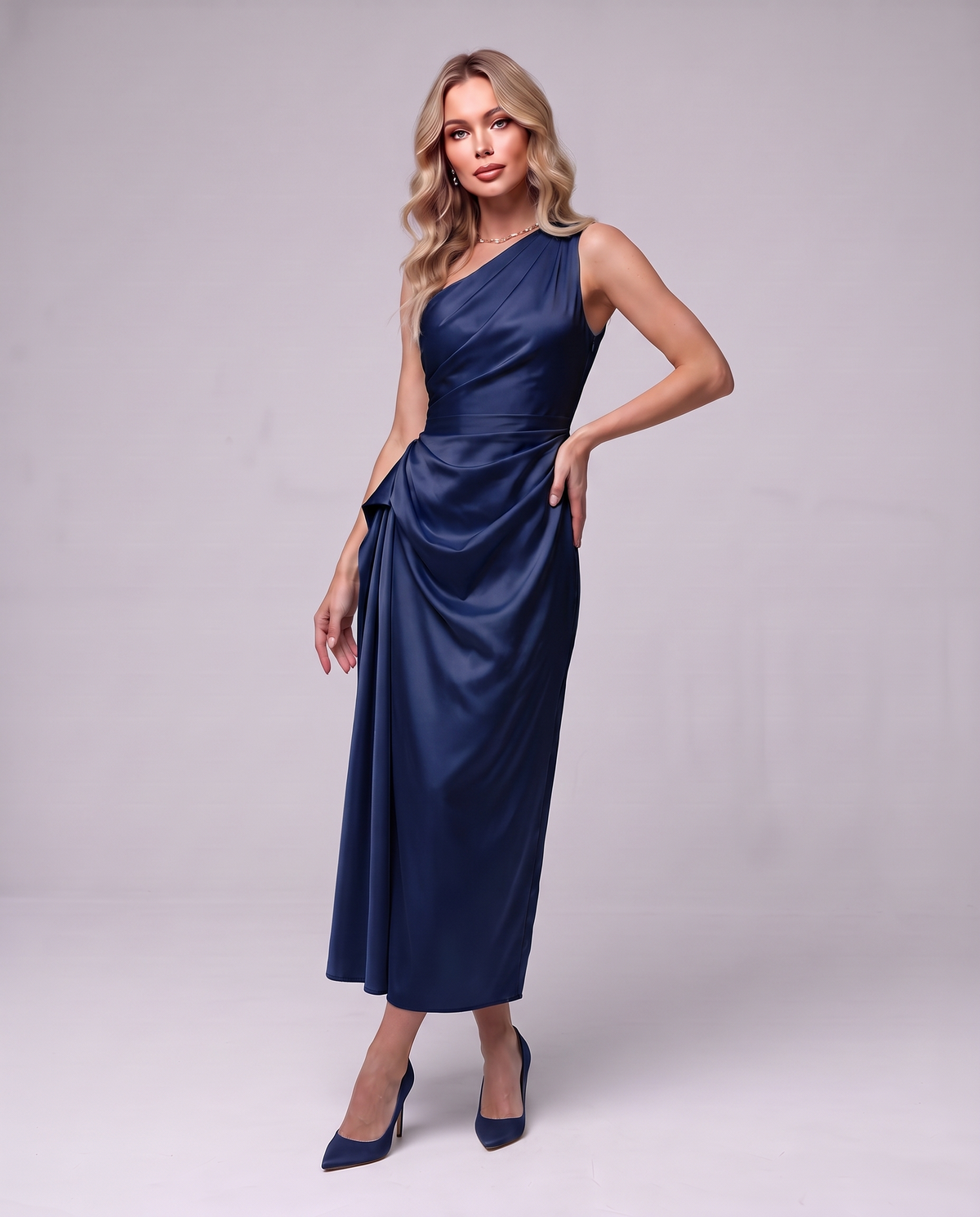 Draped Satin Dress