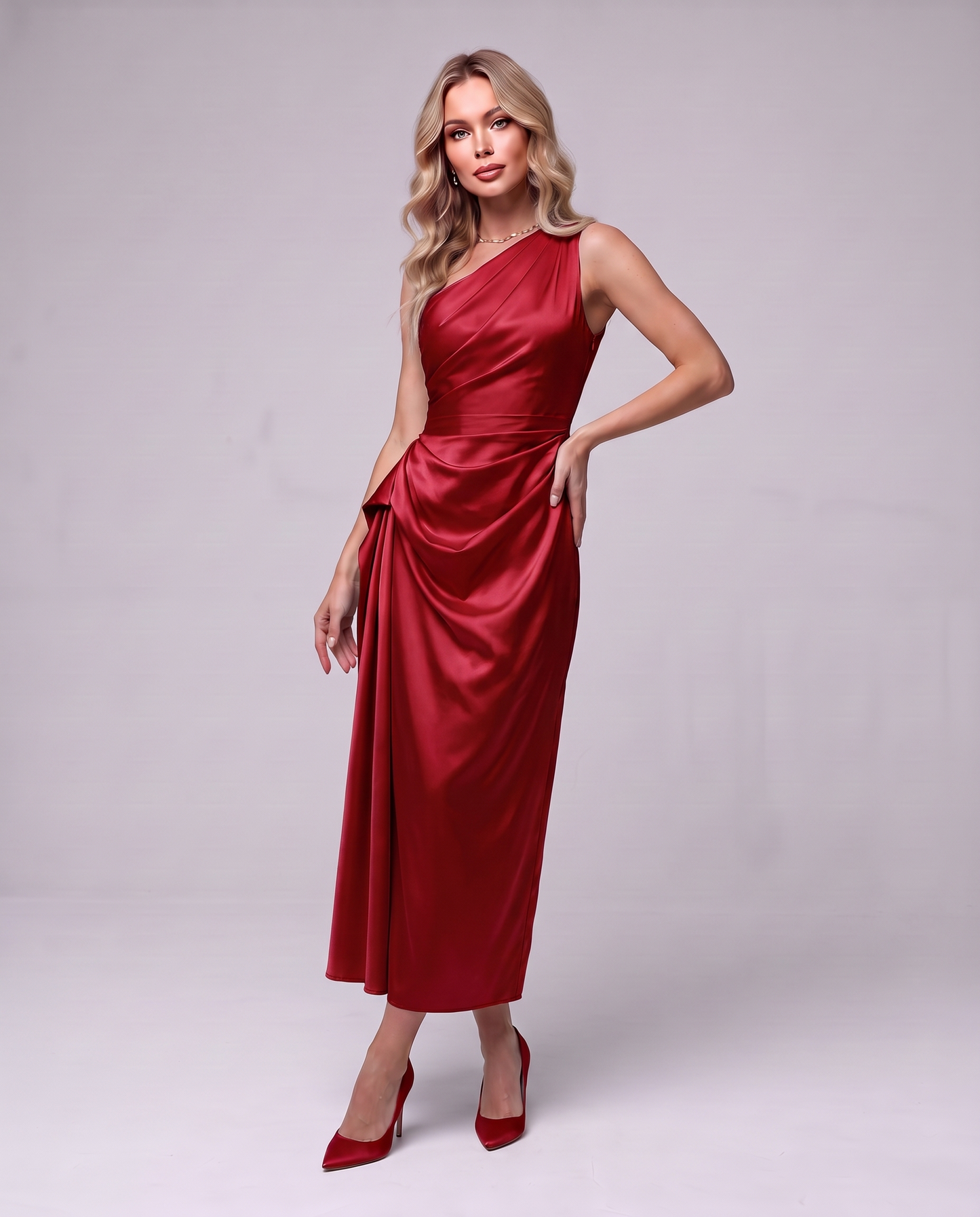 Draped Satin Dress