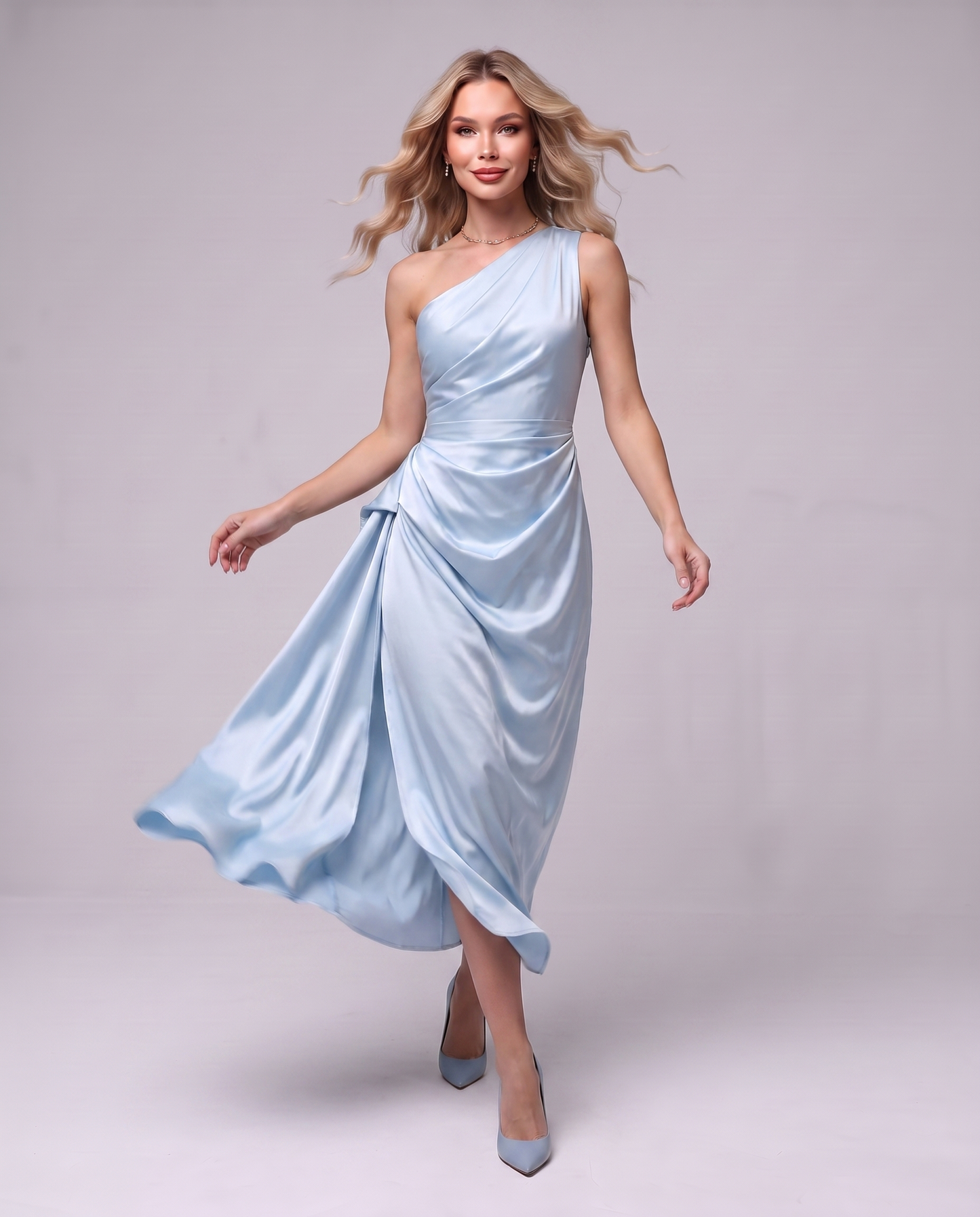 Draped Satin Dress