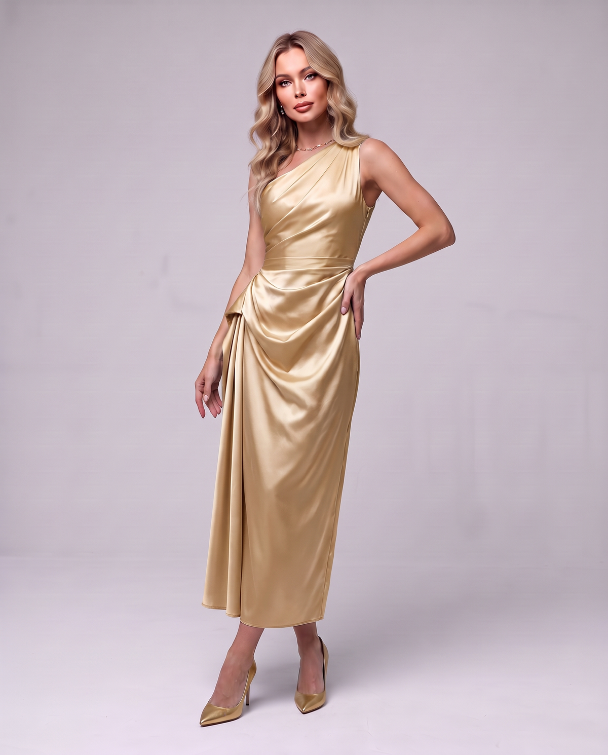 Draped Satin Dress
