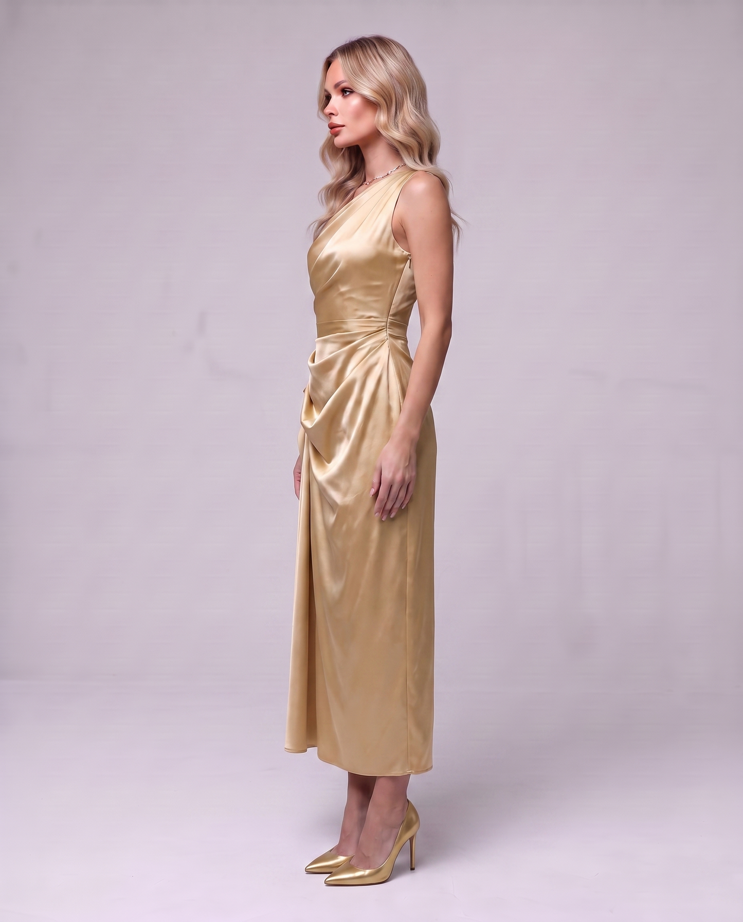 Draped Satin Dress