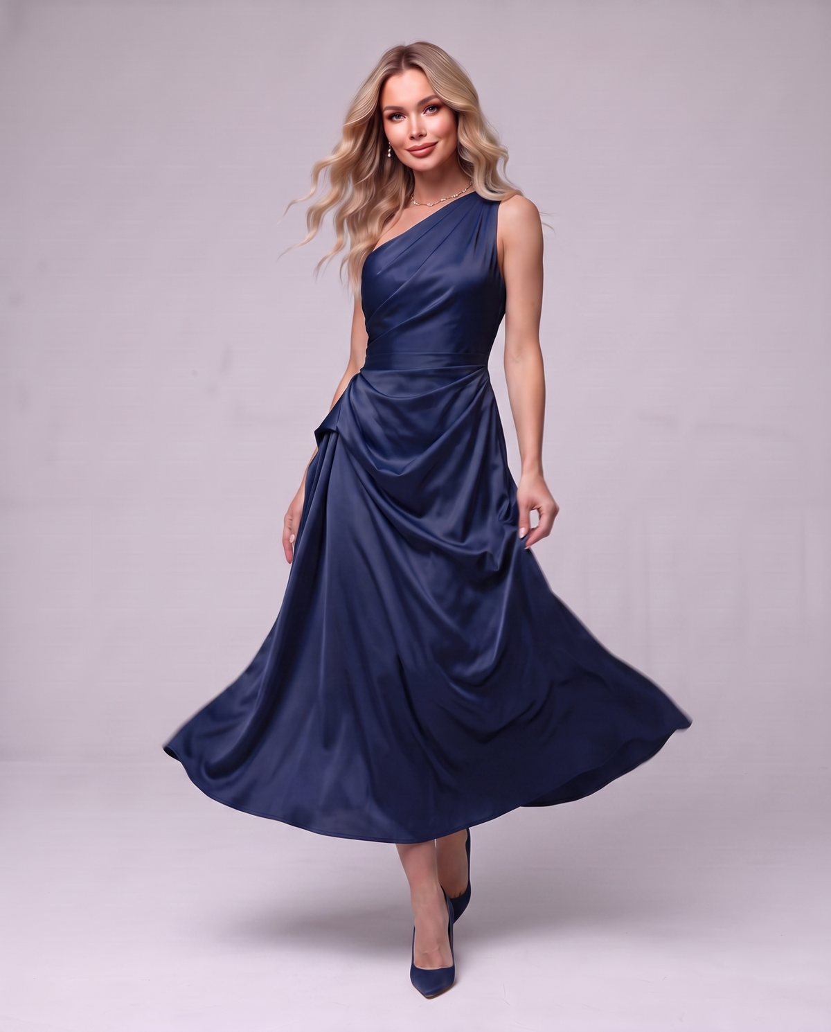 Draped Satin Dress