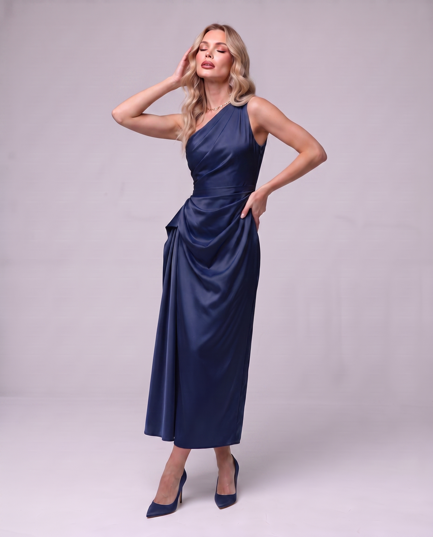 Draped Satin Dress