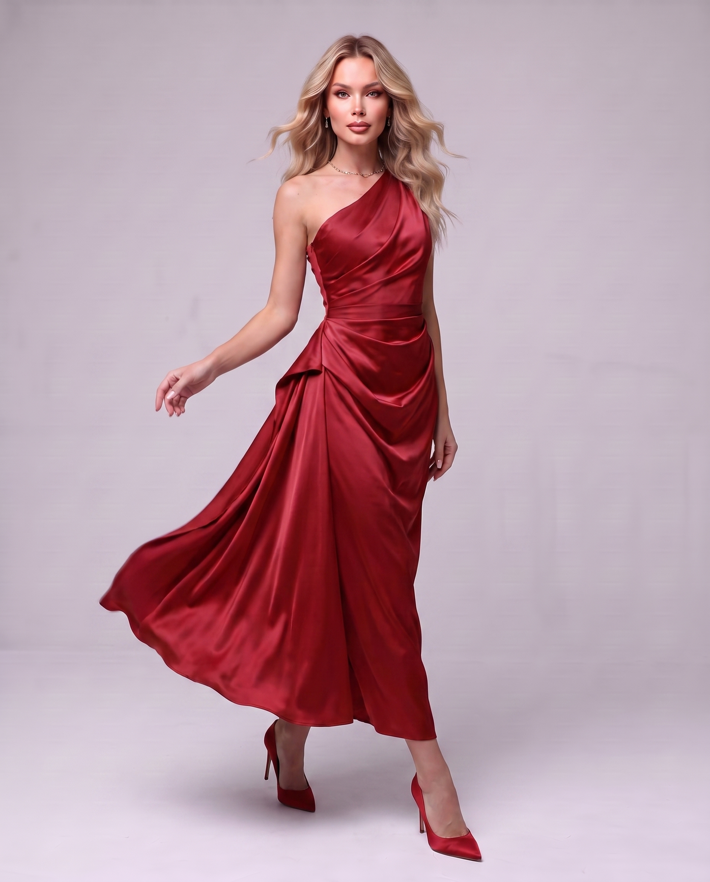 Draped Satin Dress