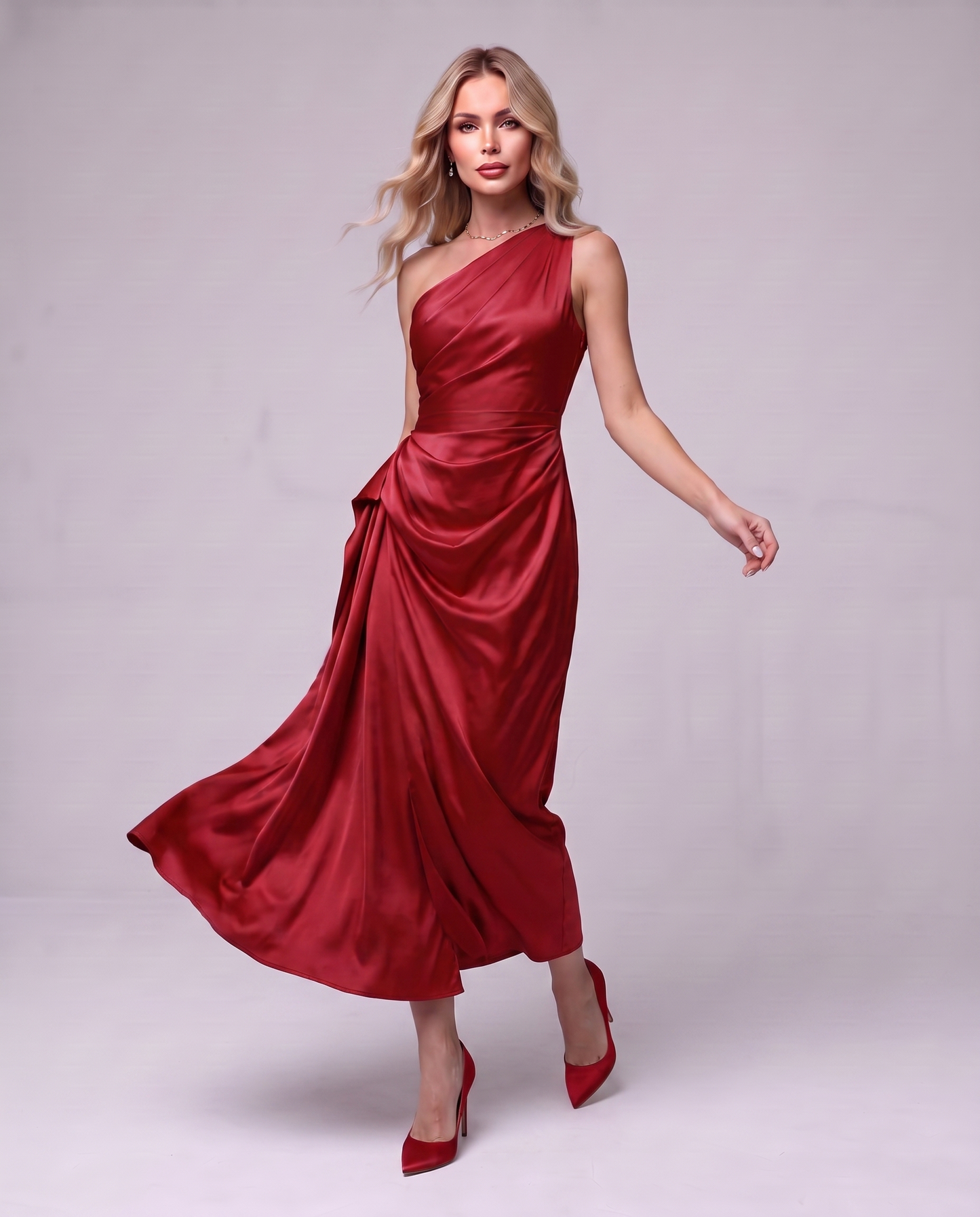 Draped Satin Dress