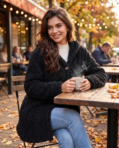 Elowyn Hooded Cardigan in Black – view 6 | SKU: EHC-417835926104783-BLACK-XS,EHC-417835926104783-BLACK-S,EHC-417835926104783-BLACK-M,EHC-417835926104783-BLACK-L,EHC-417835926104783-BLACK-XL