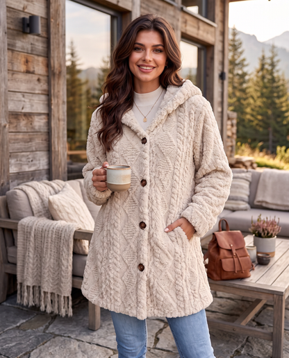 Elowyn Hooded Cardigan in Apricot – view 6 | SKU: EHC-417835926104783-APRICOT-XS,EHC-417835926104783-APRICOT-S,EHC-417835926104783-APRICOT-M,EHC-417835926104783-APRICOT-L,EHC-417835926104783-APRICOT-XL