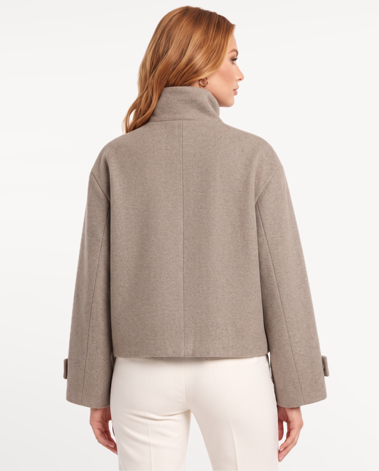 Valerienne Jacket in Light Khaki – view 2 | SKU: SOR-VAL-COAT-LKH-XS,SOR-VAL-COAT-LKH-S,SOR-VAL-COAT-LKH-M,SOR-VAL-COAT-LKH-L,SOR-VAL-COAT-LKH-XL