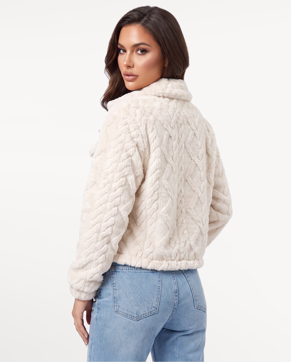 Ivy Plush Jacket in Beige – back view | SKU: SOR-IVY-BEI-XS,SOR-IVY-BEI-S,SOR-IVY-BEI-M,SOR-IVY-BEI-L,SOR-IVY-BEI-XL