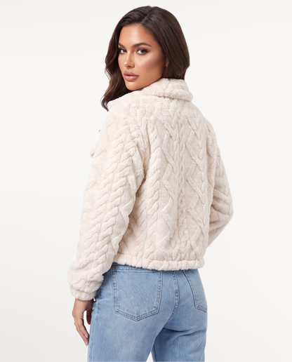Ivy Plush Jacket in Beige – back view | SKU: SOR-IVY-BEI-XS,SOR-IVY-BEI-S,SOR-IVY-BEI-M,SOR-IVY-BEI-L,SOR-IVY-BEI-XL