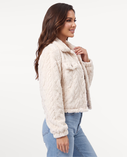 Ivy Plush Jacket in Beige – right side view | SKU: SOR-IVY-BEI-XS,SOR-IVY-BEI-S,SOR-IVY-BEI-M,SOR-IVY-BEI-L,SOR-IVY-BEI-XL
