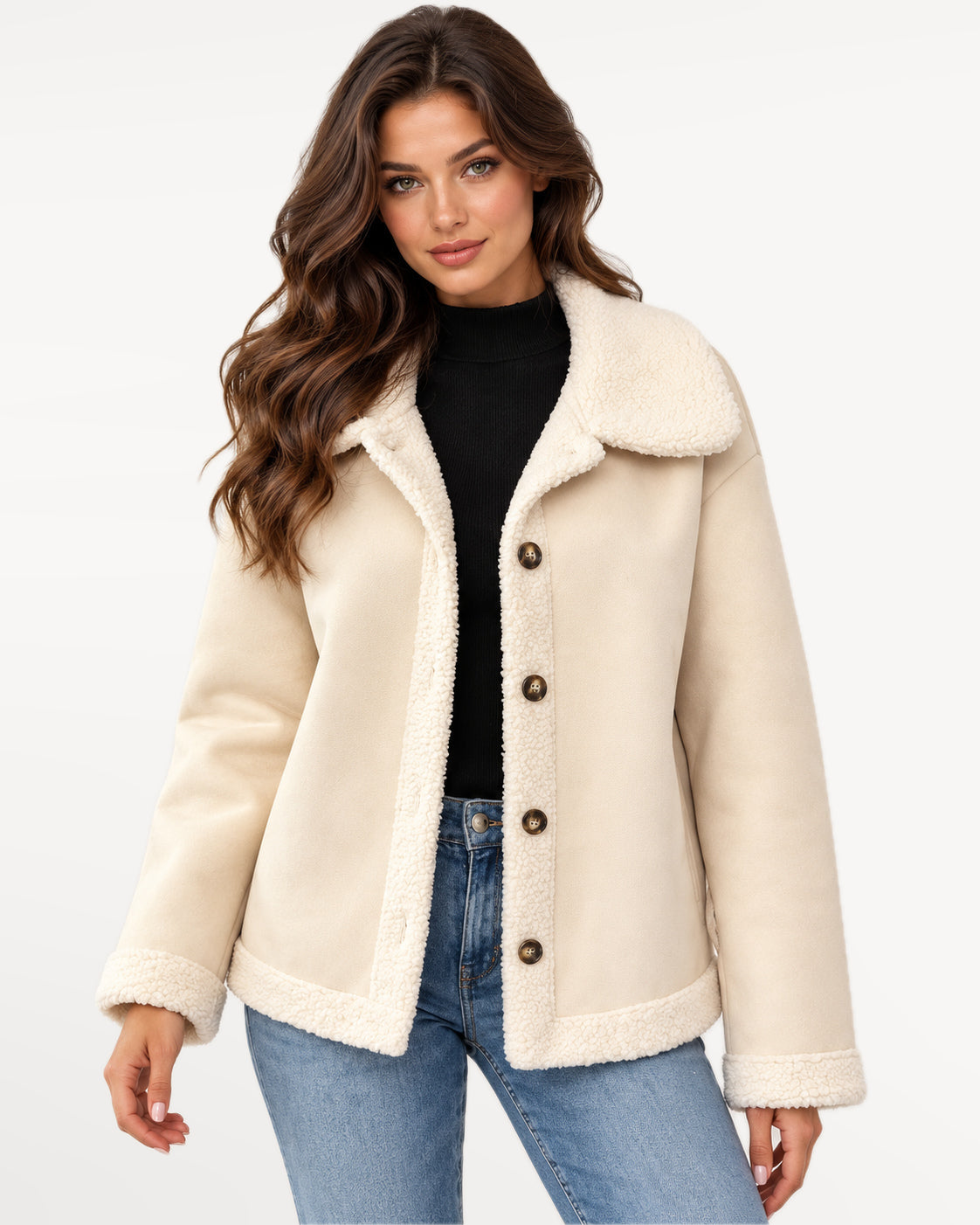 Juliette Suede Jacket in white – front view