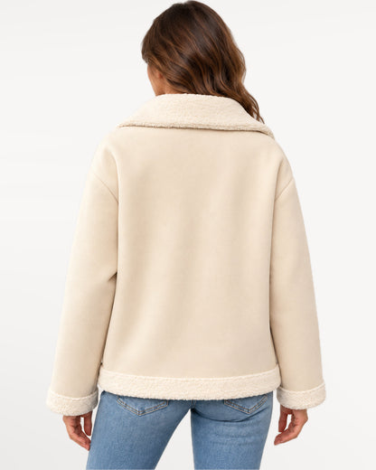 Juliette Suede Jacket in white – back view | SKU: SOR-JUL-WHT-XS,SOR-JUL-WHT-S,SOR-JUL-WHT-M,SOR-JUL-WHT-L,SOR-JUL-WHT-XL