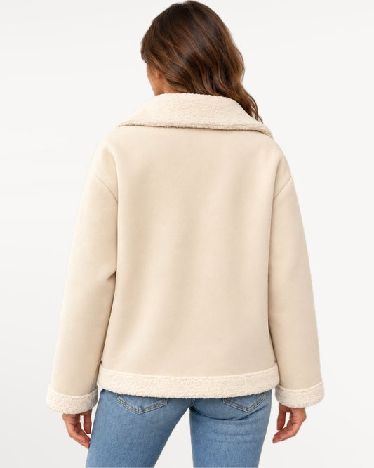Juliette Suede Jacket in white – back view | SKU: SOR-JUL-WHT-XS,SOR-JUL-WHT-S,SOR-JUL-WHT-M,SOR-JUL-WHT-L,SOR-JUL-WHT-XL