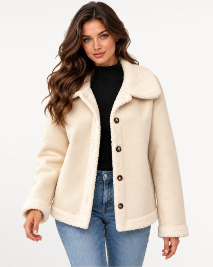 Juliette Suede Jacket in white – in motion | SKU: SOR-JUL-WHT-XS,SOR-JUL-WHT-S,SOR-JUL-WHT-M,SOR-JUL-WHT-L,SOR-JUL-WHT-XL