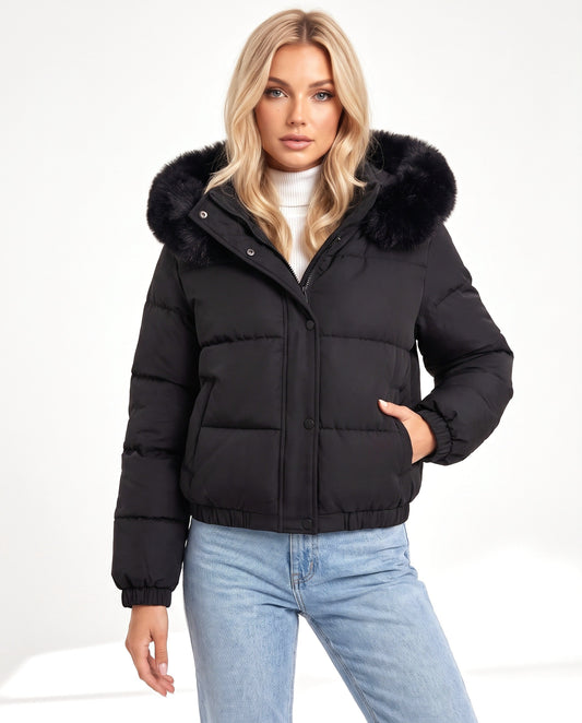 Luna Puffer in Black – front view
