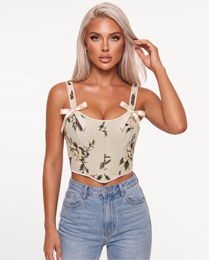 Magnolia Corset Top in Apricot – front view