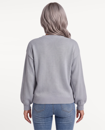 Marielle Knit Sweater in Gray – view 2 | SKU: MKS-391748625104836-GRAY-XS,MKS-391748625104836-GRAY-S,MKS-391748625104836-GRAY-M,MKS-391748625104836-GRAY-L,MKS-391748625104836-GRAY-XL