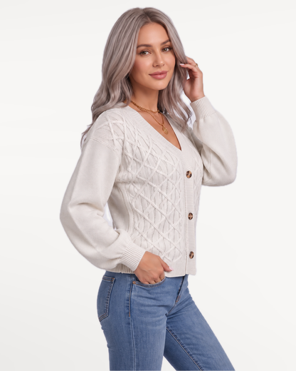 Marielle Knit Sweater in White – view 3 | SKU: MKS-391748625104836-WHITE-XS,MKS-391748625104836-WHITE-S,MKS-391748625104836-WHITE-M,MKS-391748625104836-WHITE-L,MKS-391748625104836-WHITE-XL