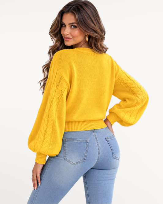 Marielle Knit Sweater in Yellow – Back view