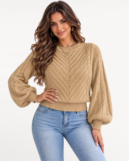 Marielle Knit Sweater in Khaki – Front view