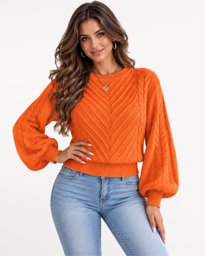 Marielle Knit Sweater in Orange – Front view