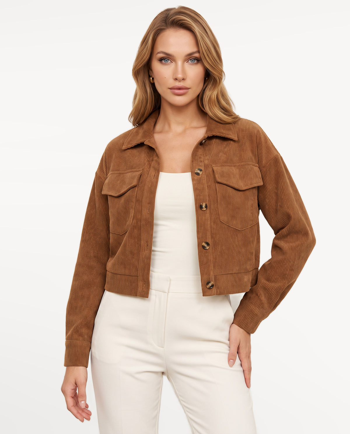 Marlowe Corduroy Jacket in brown — front view