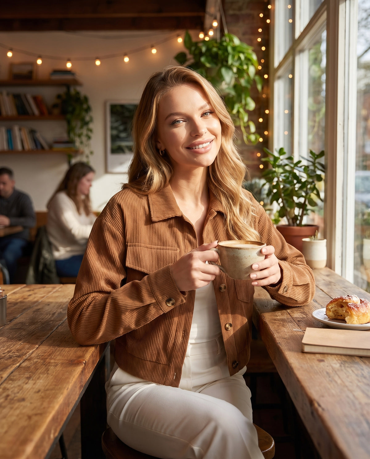 Marlowe Corduroy Jacket in brown — coffee lifestyle | SKU: SOR-MARLOWE-BRN-XS,SOR-MARLOWE-BRN-S,SOR-MARLOWE-BRN-M,SOR-MARLOWE-BRN-L,SOR-MARLOWE-BRN-XL