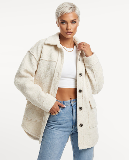 Nina Borg Shacket in White – front view