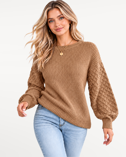 Norvessa Cable Sweater in Khaki – view 5 | SKU: NCS-593817264045731-KHAKI-XS,NCS-593817264045731-KHAKI-S,NCS-593817264045731-KHAKI-M,NCS-593817264045731-KHAKI-L,NCS-593817264045731-KHAKI-XL