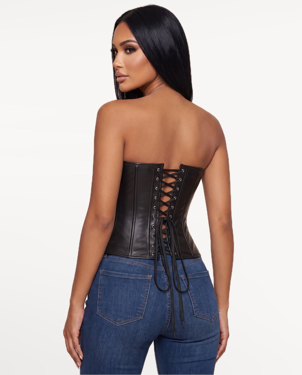 Nyx Corset Top in Black – back view | SKU: SOR-NYX-BLK-XS,SOR-NYX-BLK-S,SOR-NYX-BLK-M,SOR-NYX-BLK-L,SOR-NYX-BLK-XL