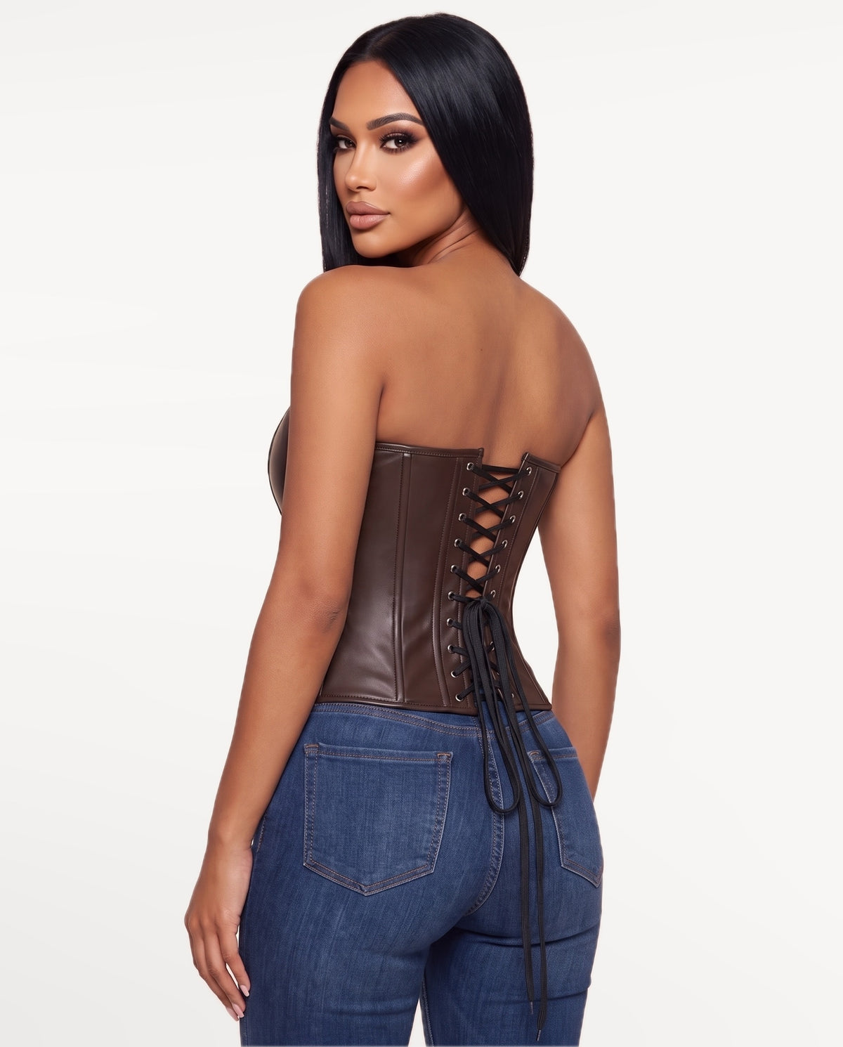 Nyx Corset Top in Mocha Brown – back view | SKU: SOR-NYX-BRN-XS,SOR-NYX-BRN-S,SOR-NYX-BRN-M,SOR-NYX-BRN-L,SOR-NYX-BRN-XL