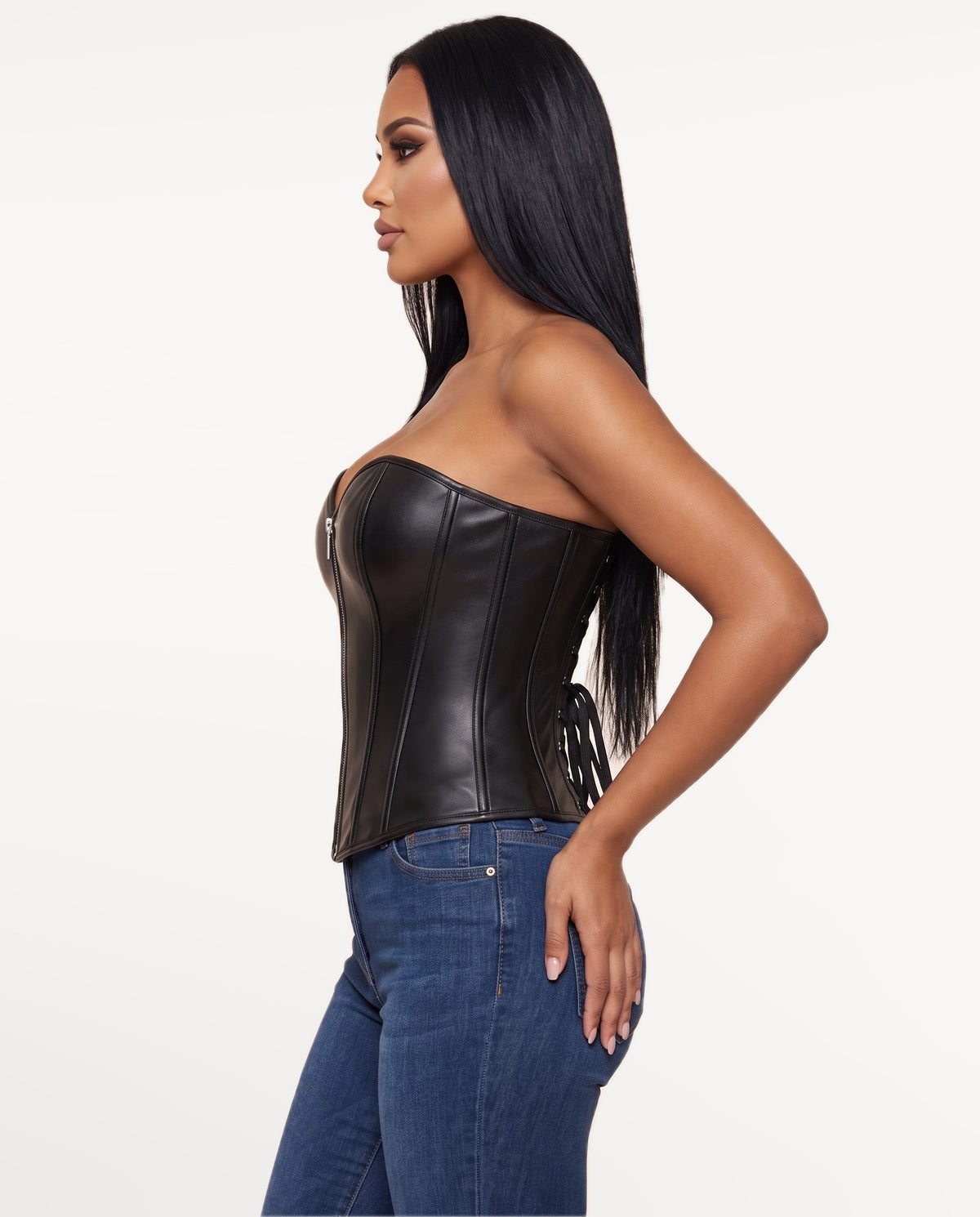 Nyx Corset Top in Black – side view | SKU: SOR-NYX-BLK-XS,SOR-NYX-BLK-S,SOR-NYX-BLK-M,SOR-NYX-BLK-L,SOR-NYX-BLK-XL