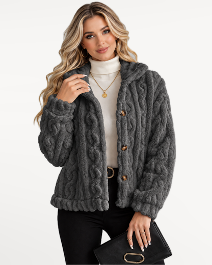 Odelle Plush Jacket in Gray – front view