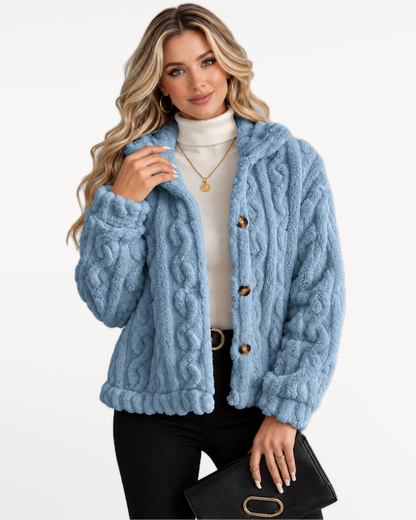 Odelle Plush Jacket in Blue – front view