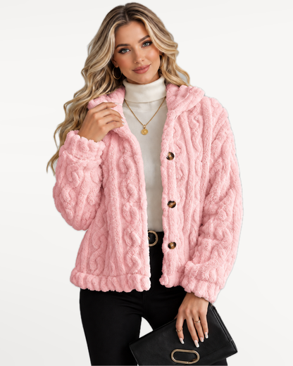 Odelle Plush Jacket in Pink – front view