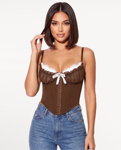 Odette Corset Top in Brown – front view