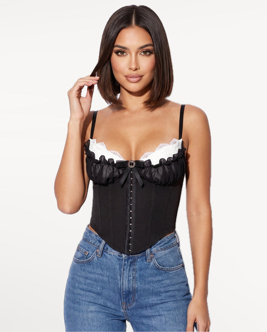 Odette Corset Top in Black – front view