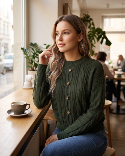 Coralie Knit Sweater in White – view 8 | SKU: CKS-528417963205741-WHITE-XS,CKS-528417963205741-WHITE-S,CKS-528417963205741-WHITE-M,CKS-528417963205741-WHITE-L,CKS-528417963205741-WHITE-XL