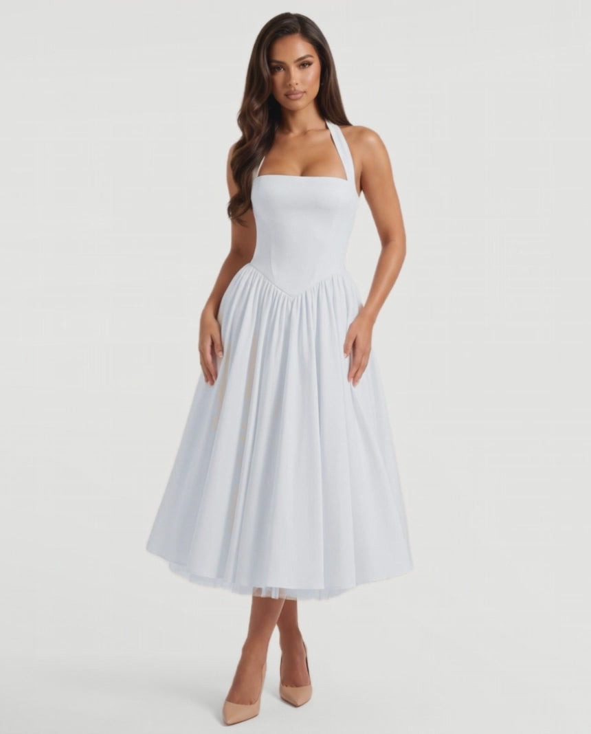 Sabrina Midi Dress in White – video
