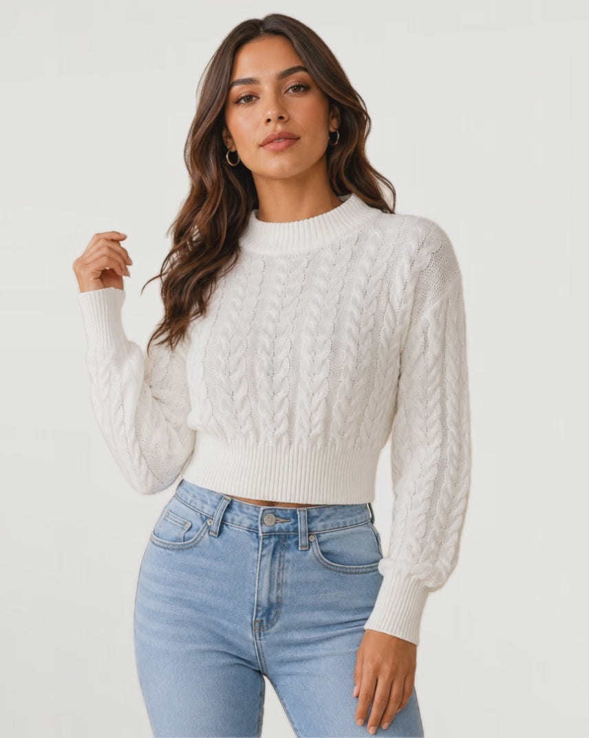 Elowen Knit Sweater in White – video