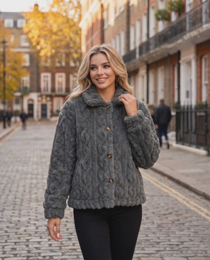 Odelle Plush Jacket in Gray – video