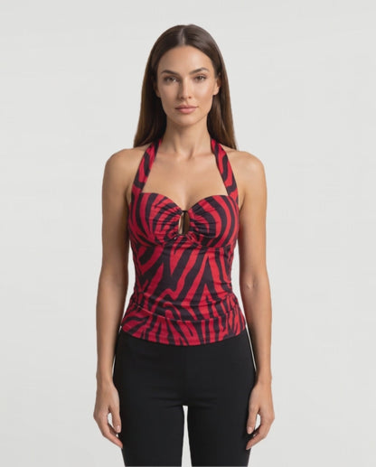 Zebra Halter Top in Red – video